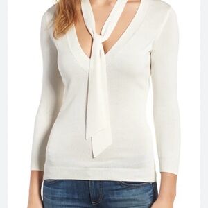 AG Adriano Goldschmied Winnie Tir Neck Cream Knit Top